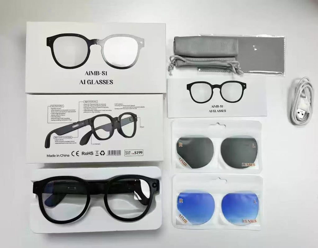 Smart Glasses AIMB-S1 M02 – AI Camera &amp; Bluetooth Smart Glasses