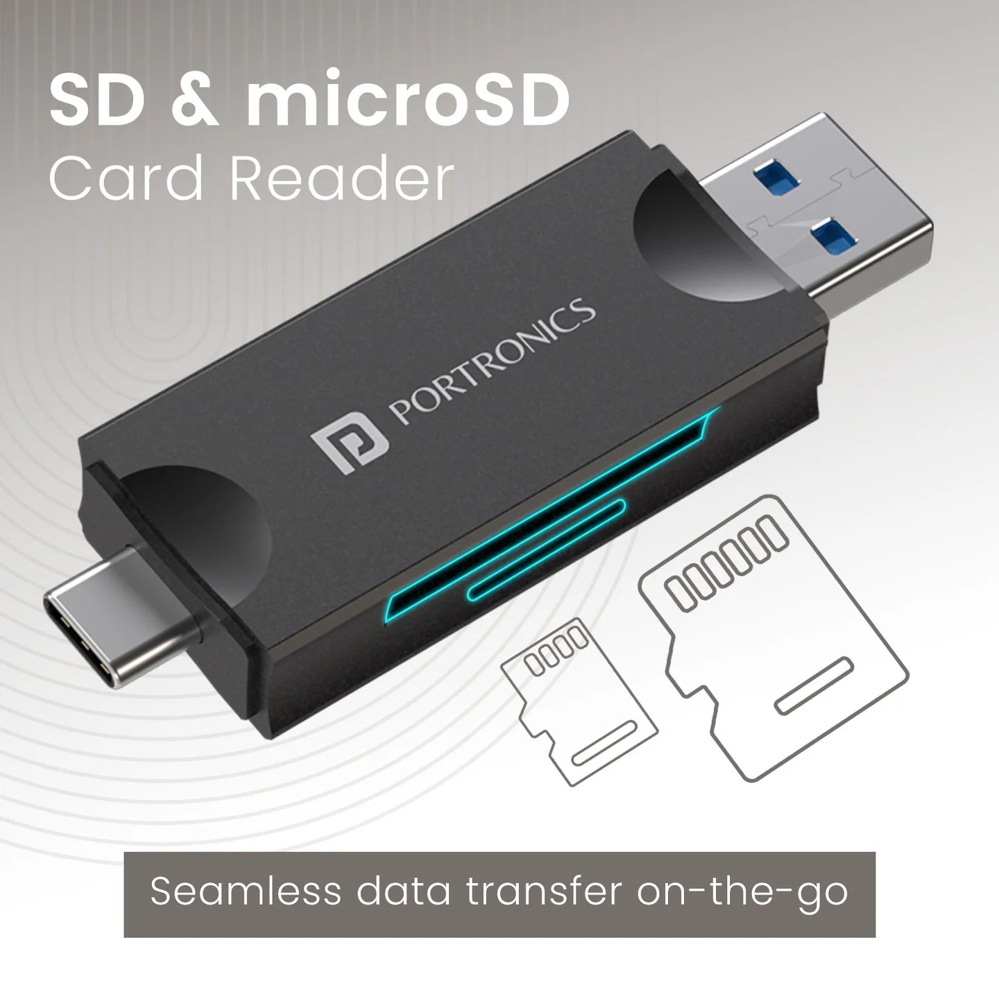 Portronics Mport 30 Plus Card Reader with Storage Case