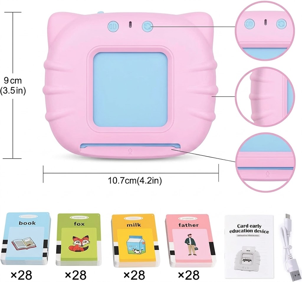 Talking Flash Cards for Kids – Preschool Learning Toy - Random Colour (Blue/Pink) – Qty: 1
